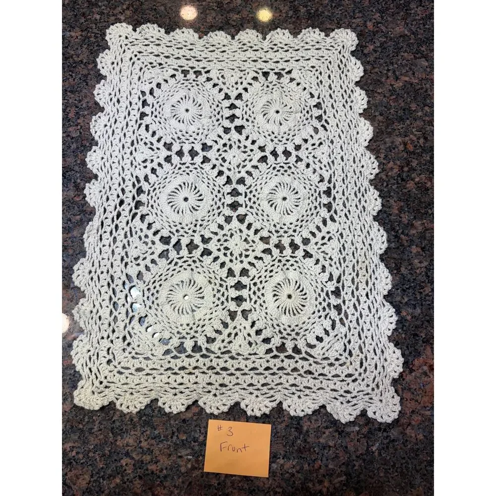 Vintage Crochet Lace Cream Doily 10.5